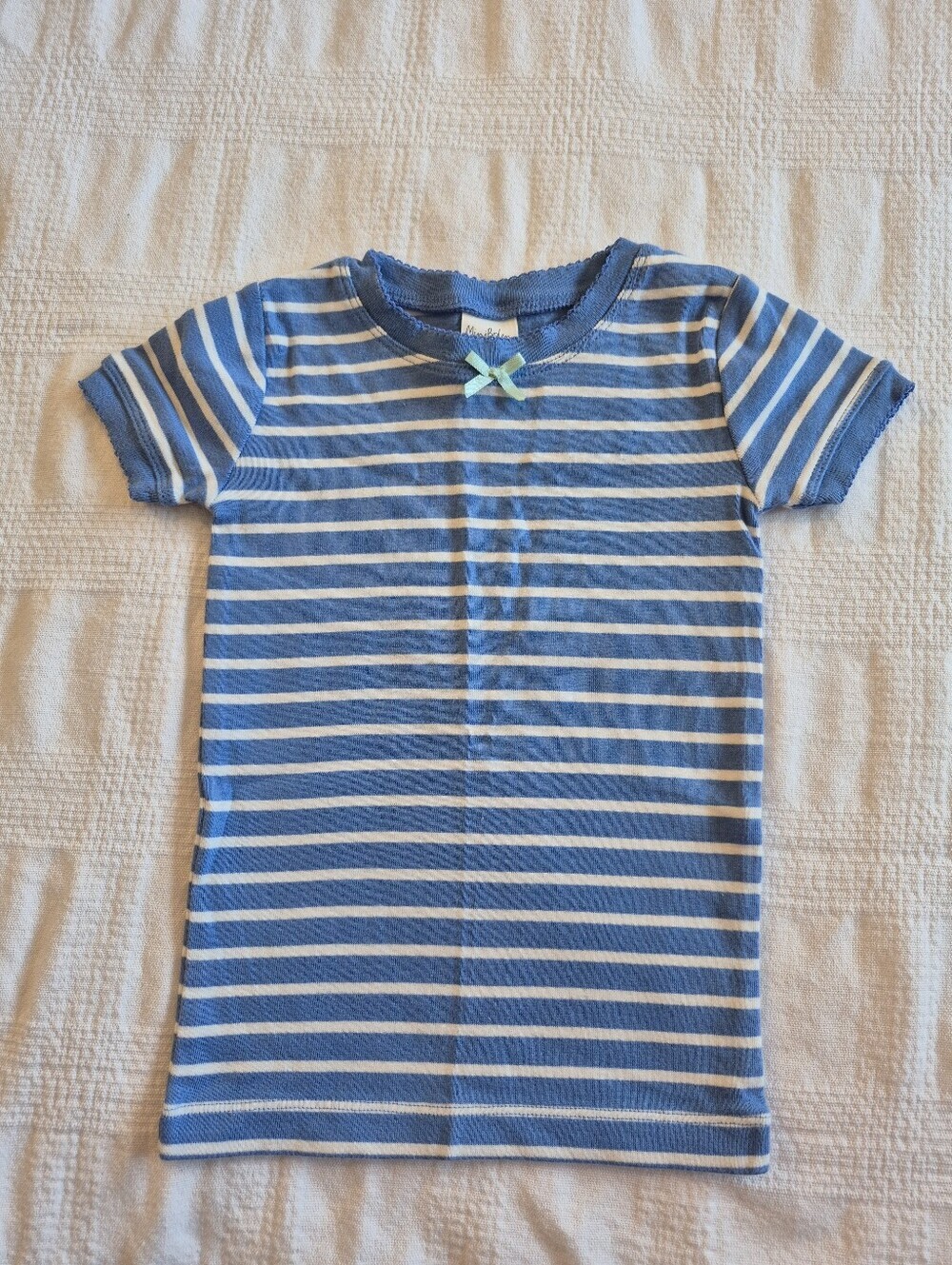 Mini Boden girls 3 years blue & white stripe pajama top VGUC